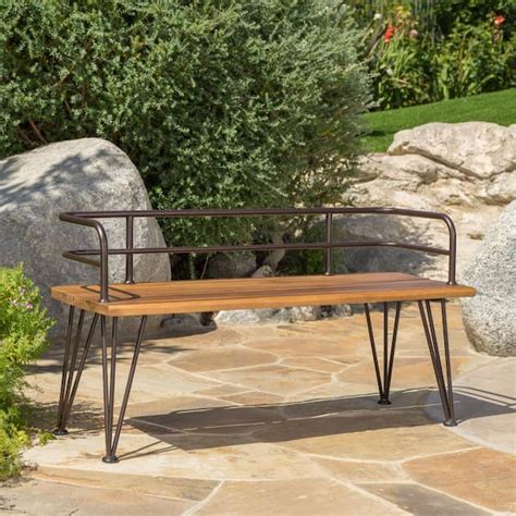 noble house teak rustic metal bench set of|Outdoor Sofas & Benches .